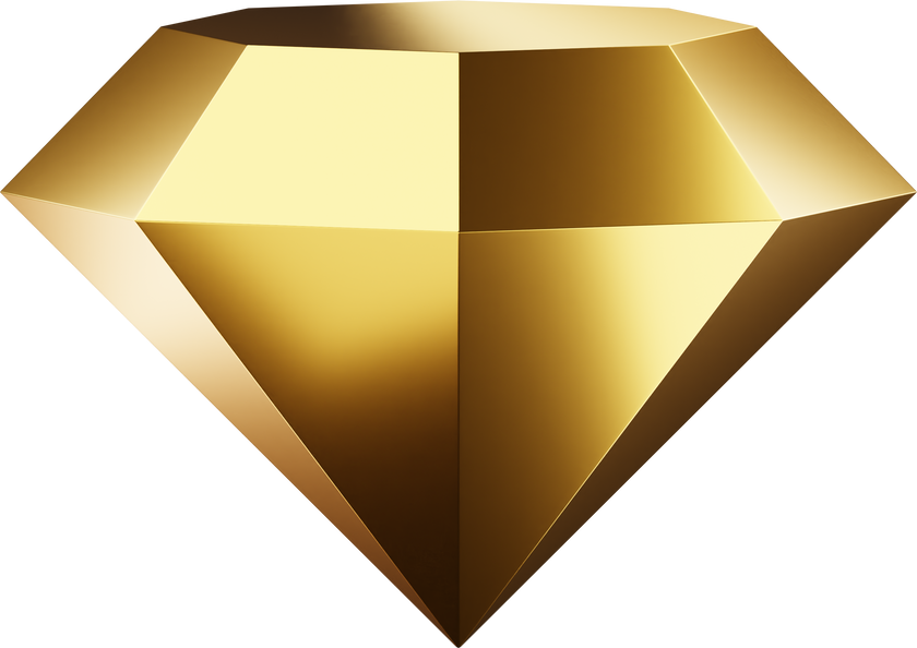 3d golden diamond icon